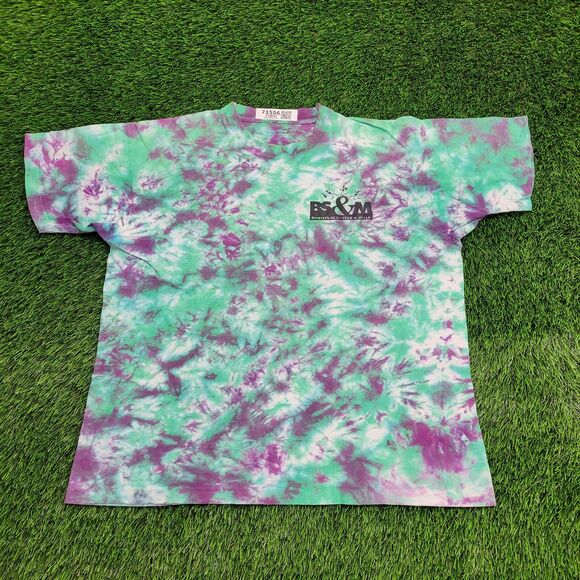 Vintage 90s Crumpled Tie-Dye Shirt XL 23x26 Green - Picture 2 of 14